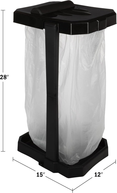7 Wakeman Heavy Duty Black Trash Bag Portable Trash Bag Holder Stand with Bags - Collapsible Trash Can Camping, RV
