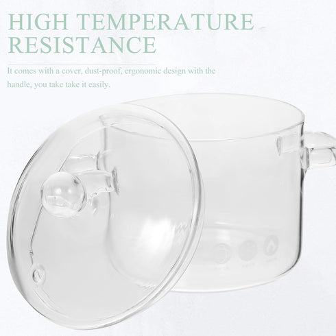 Glass Saucepan, 1350ml Glass Cooking Pot with Cover, Nonstick Soup Pot for Soup and Pasta