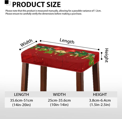 Set 2 Counter Christmas Bar Stool Seat Covers Jingle Bell Red Bar Stool Covers Rectangle of Stool Bar Chair Covers