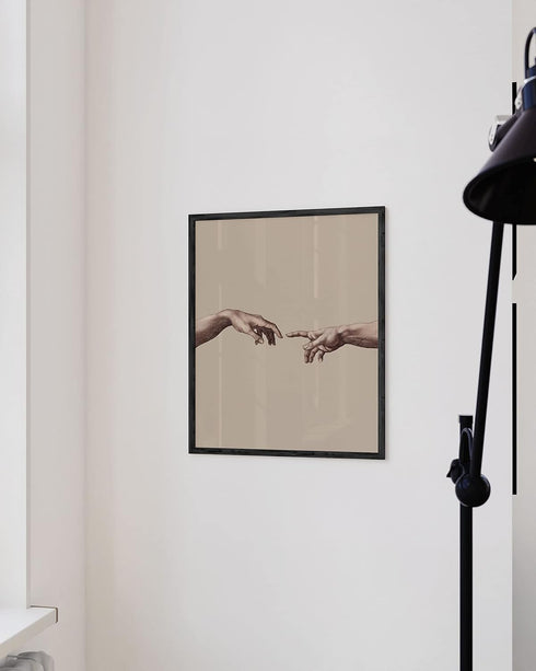 HAUS AND HUES The Creation of Adam Poster by Michaelangelo, Light Academia Aesthetic Room Decor, UNFRAMED 12x16 Beige