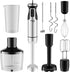 Immersion Hand Blender Full Kitchen Set - 8 Speed Blender with 7 Attachments: Whisk, Beater, Chopper Bowl, Stainless