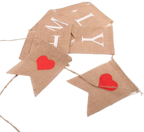 Family Banner Burlap Bunting - Family Reunion Sign & Photo Booth Props for Adoption & Reunion Party Decorations
