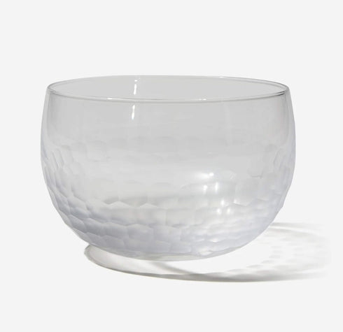 Amehla 18-ounce Nut Bowl, Snack Jar and Candy Dish with Hammered Finish, Handblown Glass End Table Piece.