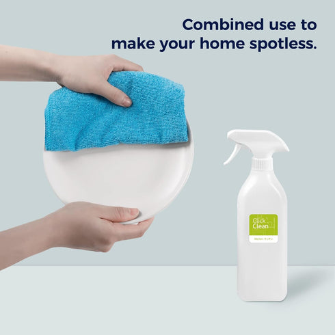 CLICK CLEAN Microfiber Cleaning Cloths, 12-Pack, 12" x 16", Includes 2 Free Bottles and 10 Labels for Cleaning