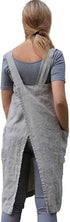 Women's Cotton Linen Cross Back Apron Pinafore Dress for Baking, Cooking, Gardening & Work