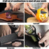 Magicorange 7-Piece Kitchen Knife Set - 5 Black Stainless Steel Knives with Sheaths, Cutting Board, Knife Block