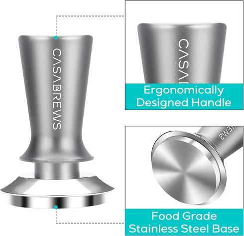 CASABREWS Espresso Tamper 51mm, Premium Calibrated Coffee Tamper with Spring Loaded, Flat Stainless Steel