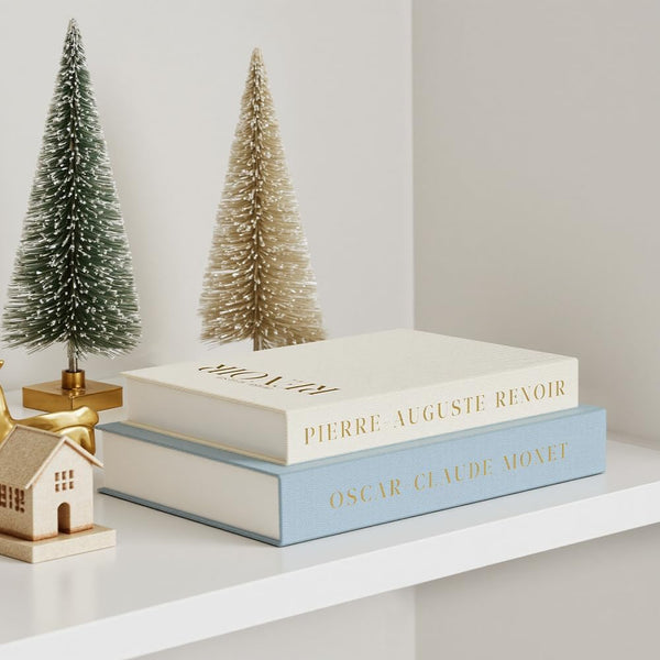 Aesthetic Decorative Books - Set of 2 Linen Fake/Faux Books Enhance Your