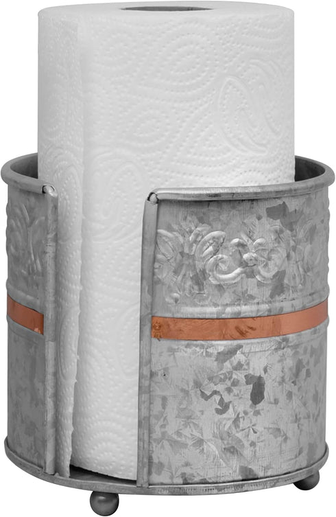Autumn Alley Farmhouse Galvanized Kitchen Paper Towel Holder, Vintage Style Weighted Countertop Design