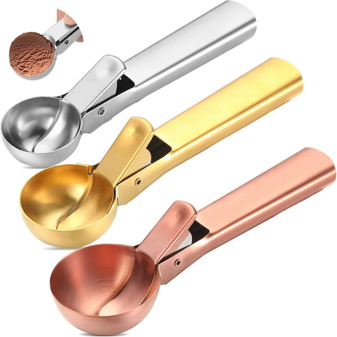 Skylety 3 Pcs Ice Cream Scoops with Trigger Multiple Size Ice Cream