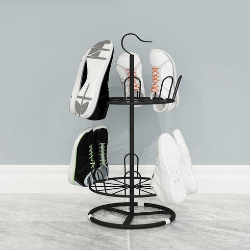 OLDRAINBOW Rack(2 Revolving Round Iron Shoe Tree Rack,Standing Circular Rotating Shoe Rack,Spinning Shoe Organizer