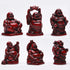 BRABUD Feng Shui Red Resin Laughing Buddha Statue Figurines Set of 6 BS001