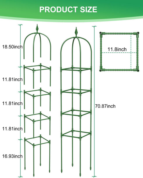 2 Pack 6Ft MYMULIKE Garden Trellis for Climbing Plants Outdoor & Indoor - Tall Rustproof Plant Support Cage for Vines