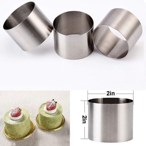 5Pcs Round Cake Rings Mold, 2-Inch Mini Cake & Pastry Ring, Stainless Steel Mousse Dessert Rings Set