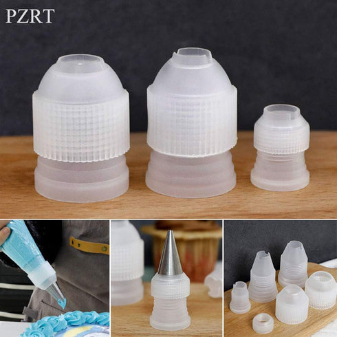 3pcs Cake Decorating Couplers Set, S/M/L Plastic Icing Piping Bag Converter Cream Nozzle Pastry Tool Home Tips