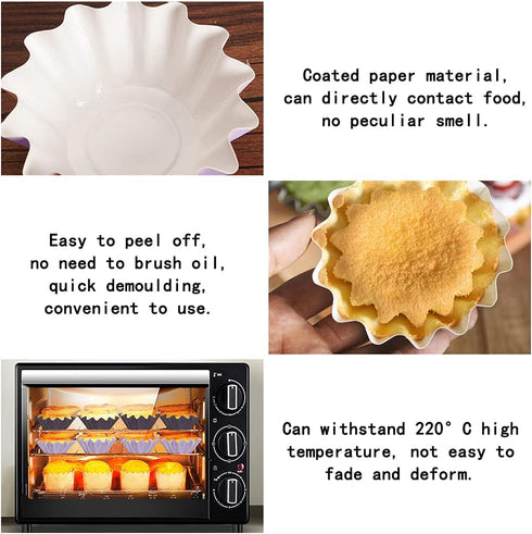200 PCS TIE-DailyNec Cupcake Liners - Flared Muffin Baking Cups, Greaseproof Coated Cake Cups for Parties