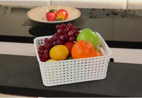 Plastic Weave Storage Basket Bin, 10" x 7.5" x 4", 6 Pack