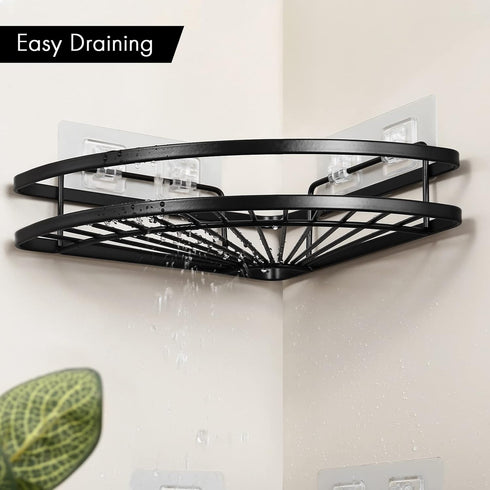 KES Shower Caddy Corner, Self-Adhesive Stainless Steel Shower Organizer, Matte Black 2 Pack