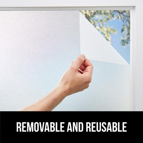 Gorilla Guard Two Way Sun Blocking Privacy Film, Frosted Decorative Bathroom Coverings, 17.5" x 78.7", Removable Static