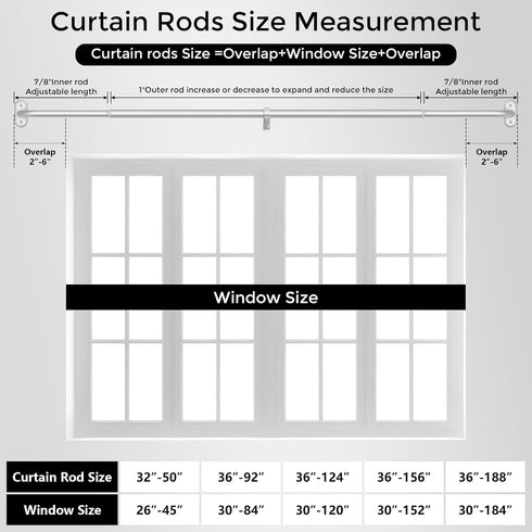 2 Pack 28 48 Inch, 1" Silver Wrap Around Curtain Rod, Heavy Duty Blackout Curtain Rods for Windows to Adjustable Room