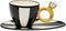 Black and White Cup and Saucer Featuring Ring Holder, 3-1/4-Inch, 8-1/8-Inch Long
