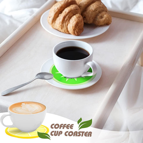 DomeStar Fruit Coaster, 7PCS 3.5" Non Slip Car Coaster, Colorful Silicone Drink Cup Mat