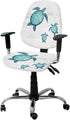 Sea Turtle Office Chair Covers, Stretchable 2 Piece Soft Decorative Computer Desk Chair Protector, Turquoise Tortoise