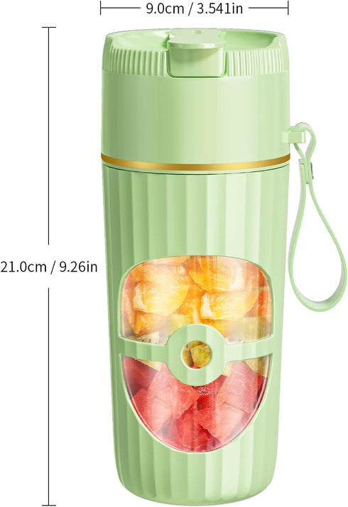 Glass Portable Blender for Smoothies and Shakes, USB-C Rechargeable, 15oz/450ml Mini Cordless Maker for Home, Travel,