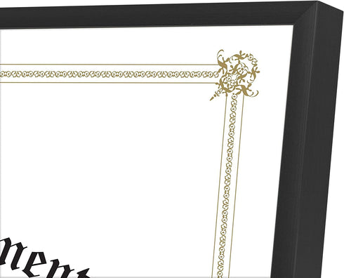Golden State Art 8.5x11 Aluminum Frame - Real Glass, Metal Frame for 8.5 by 11 inch Document with Easel Stand (Black, 1