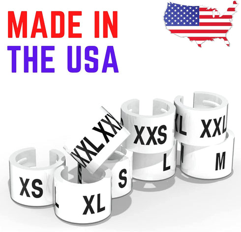 Discount Sizing White Hanger 800 Size Clips XXS-XXXL - Garment Markers for Retail Closet Organization
