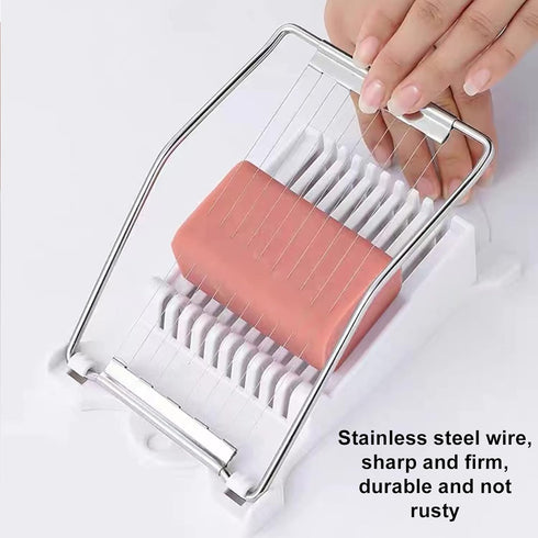 FENGCHEN Egg Slicer and Luncheon Meat Slicer - Stainless Steel with 10 Cutting Wires for Hard Boiled Eggs
