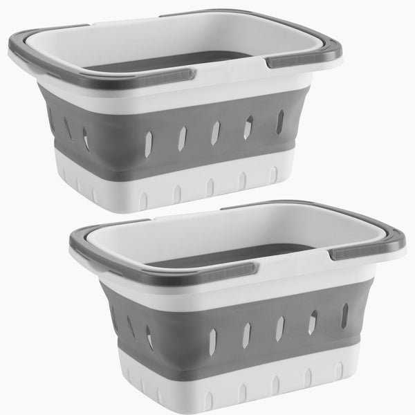 Foldable Plastic Shower Caddy Basket 2 Pcs, Portable Toiletries Caddy with Handles for Dorm, Bathroom, Cleaning,