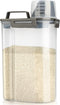 Rice Airtight Storage Container, 3 to 5Lbs Cereal Bin, Pet Food Dispenser with Measuring Cup, BPA Free Clear Plastic