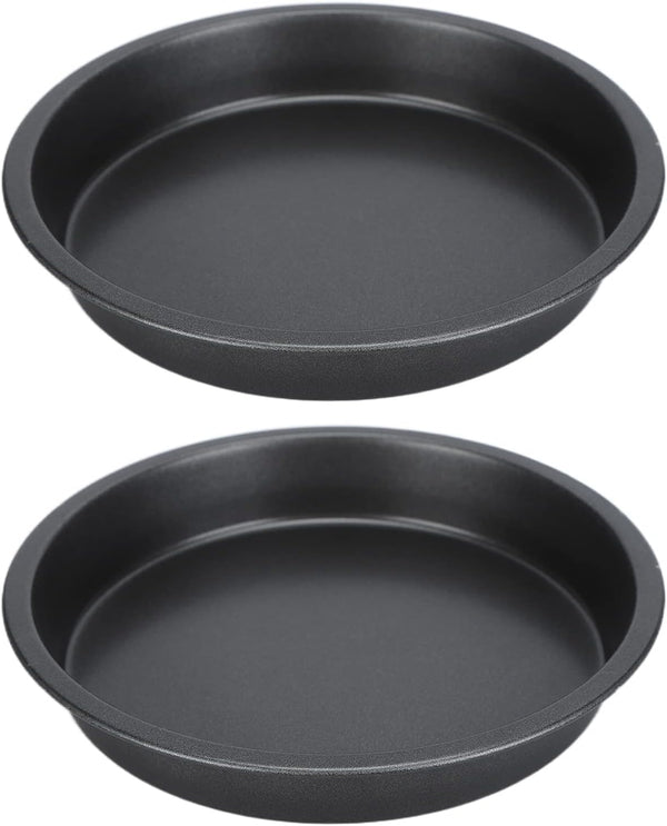 2Pcs Pizza Pan, Carbon Steel Non Stick Deep Baking Pan, Round Pizza Bakeware Sheet Set for Kitchen Oven (9 in)