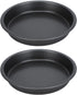 2Pcs Pizza Pan, Carbon Steel Non Stick Deep Baking Pan, Round Pizza Bakeware Sheet Set for Kitchen Oven (9 in)