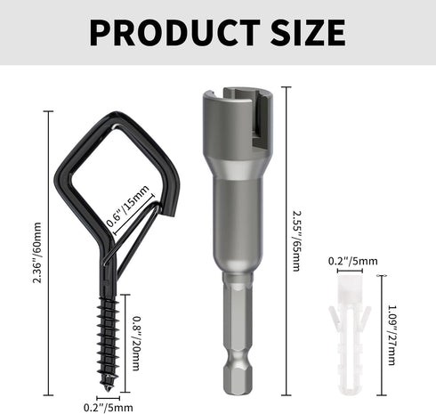 coutnier 20 2.36 inches, PCS Screw Hooks with Safety Buckle, Heavy Duty Ceiling Hooks for Hanging Outdoor String