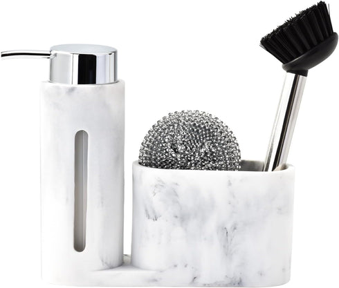 Soap Dispenser with Sponge Holder, Kitchen Soap Dispenser Pump, Sponge Caddy and