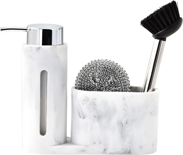 Soap Dispenser with Sponge Holder, Kitchen Soap Dispenser Pump, Sponge Caddy and