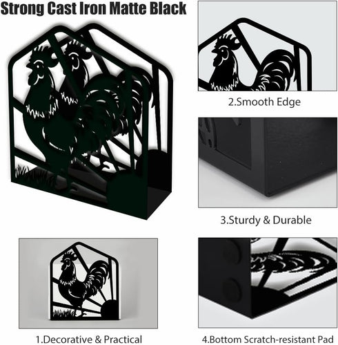 SUPERDANT Napkin Holder for Tables, Rooster Iron Freestanding Napkin Dispenser for Kitchen Farmhouse Restaurants