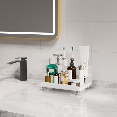 4 Counter YOOLENS Quick Dry Electric Toothbrush Holder Slots Metal Bathroom Organizer for Toothpaste Razor Mouthwash