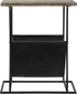 21 Inch MyGift Narrow Side Table for Small Spaces, Tall Slim End Table with Magazine Holder Sling, Wooden Narrow