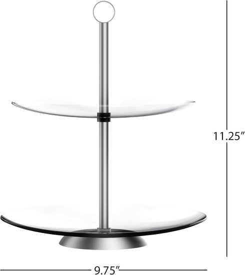 Chef Buddy 2-Tier Round Glass Dessert Tower Display Stand
