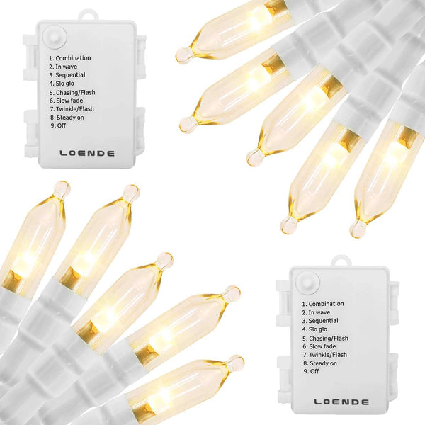 Outdoor String Lights with Timer - Battery Operated 18ft 50 LED White
