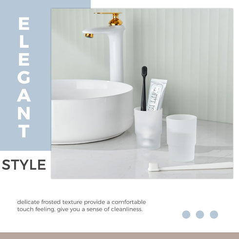 2 Pack, Glass Tumbler Cap Aomasi Frosted Bathroom Rinsing and Mouthwash Cup, Toothbrush & Toothpaste Holder & Drinking