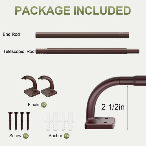 Curtain Rods for Windows 28 to 48 Inch, Blackout Wrap Around Telescoping Rod for Sliding Door