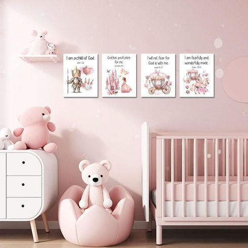 AIOCDIT Set 4 (8"x10",Unframed) Bible Verses Wall Art Prints Girls Room Pink Wall Decer,Christian Art Posters Bedroom