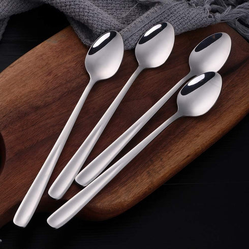 Buyer Star Long Handle Iced Tea Spoons Set of 6, 8 inch 18/10 Coffee Spoon Sets for Mixing, Cocktail Stirring, Tea, Coffee, Milkshake, Cold Drink