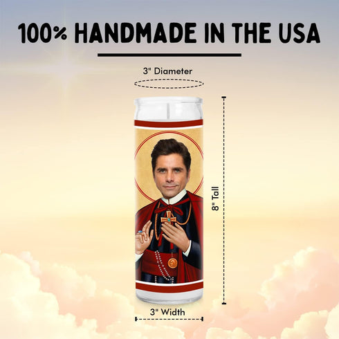 Stamos Celebrity Glass Jar Candle – Unscented Handmade Soy Wax Votive Candle for Home Decor Collectible