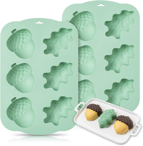 Silicone Cake Baking Pan, 2 Pack Pinecone Leaf Chocolate Mold DIY, 2Pcs/6-Cavity for Cake Muffin Ice Decoration