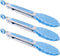 MSY BIGSUNNY Kitchen Food Tongs, 7" Mini Silicone Serving Tongs, Set of 3 (Blue)